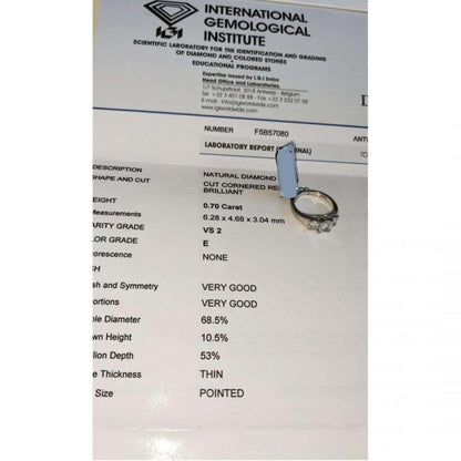 Platinum 1.50ct IGI Certified E Colour Three Stone Diamond Ring