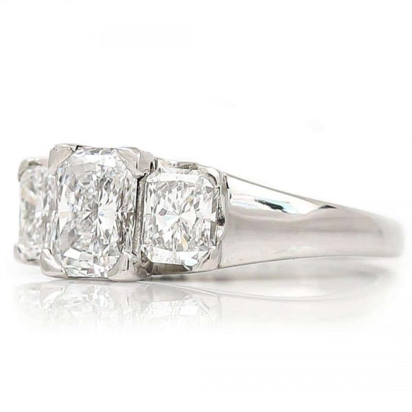 Platinum 1.50ct IGI Certified E Colour Three Stone Diamond Ring