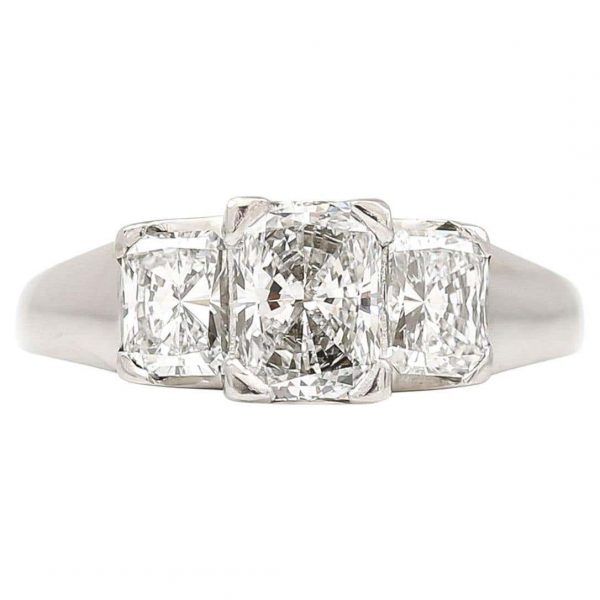 Platinum 1.50ct IGI Certified E Colour Three Stone Diamond Ring