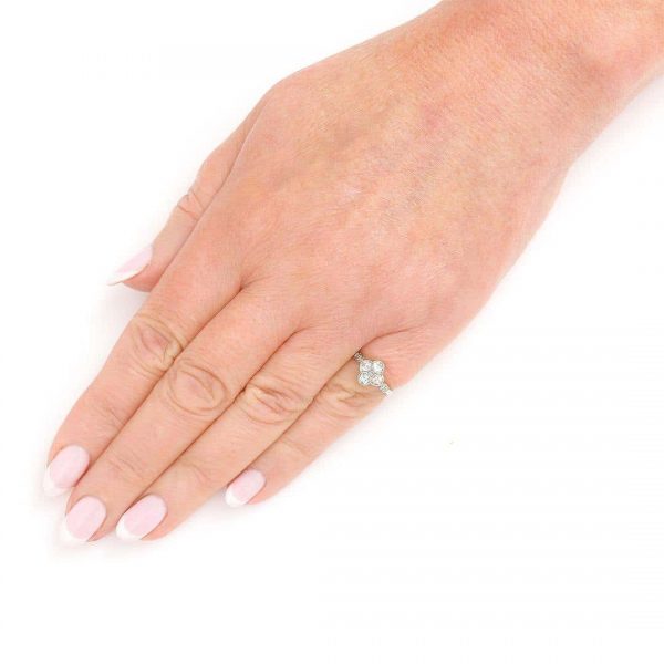 Antique Early 20th Century 18ct White Gold and Platinum Four Stone Ring