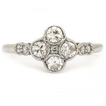 Antique Early 20th Century 18ct White Gold and Platinum Four Stone Ring