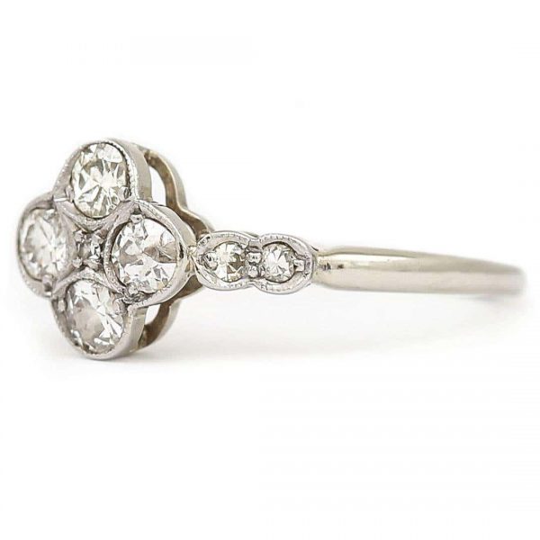 Antique Early 20th Century 18ct White Gold and Platinum Four Stone Ring