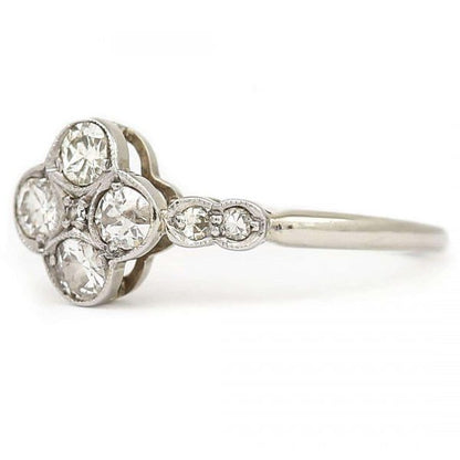 Antique Early 20th Century 18ct White Gold and Platinum Four Stone Ring