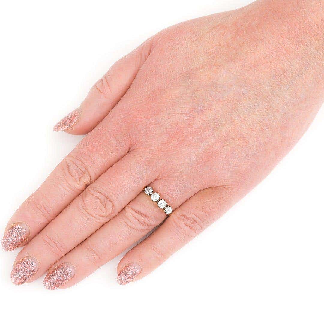 Vintage Mid-Century 18ct Gold and Platinum Four Stone Diamond Ring, Circa 1950