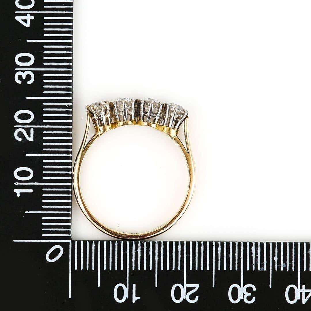 Vintage Mid-Century 18ct Gold and Platinum Four Stone Diamond Ring, Circa 1950