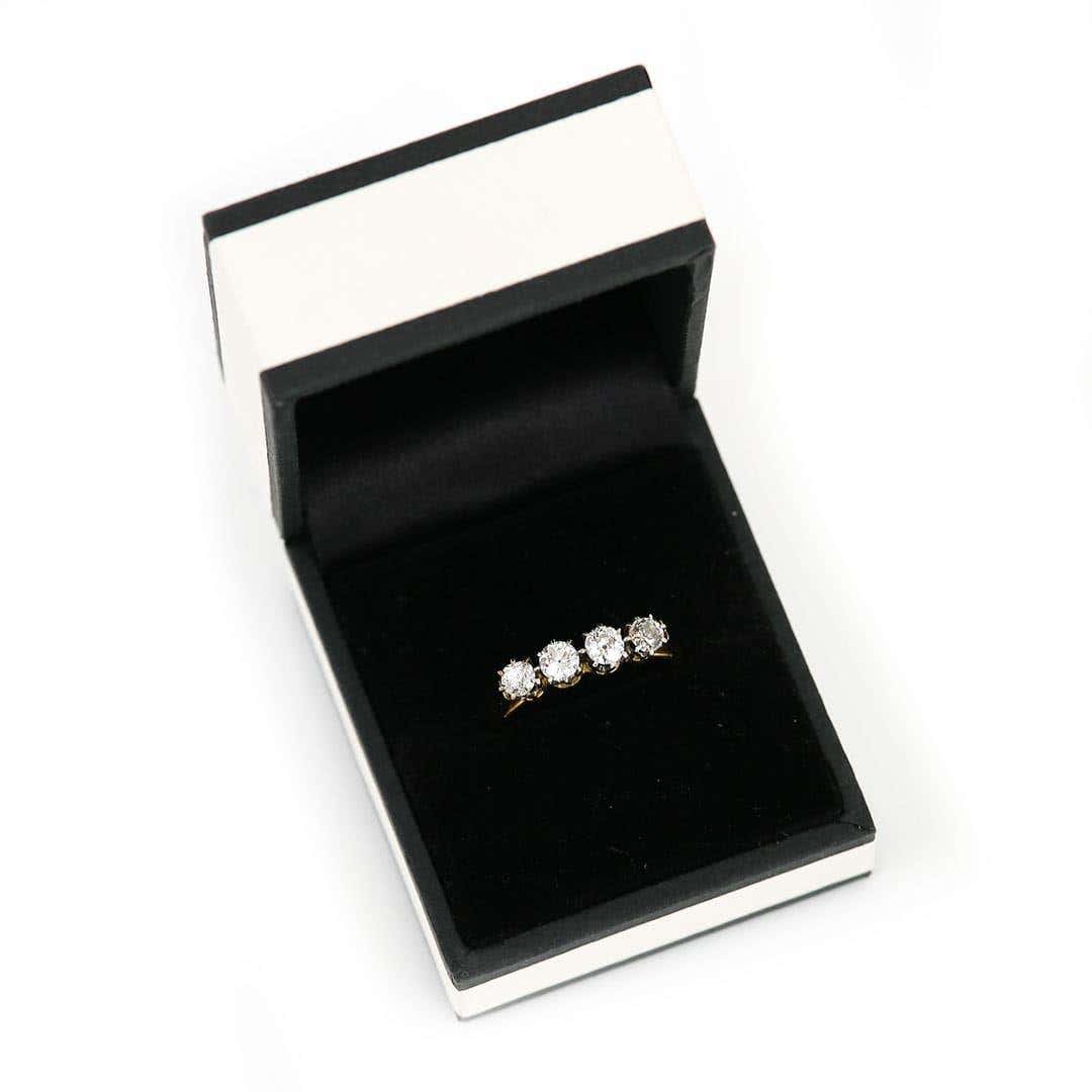 Vintage Mid-Century 18ct Gold and Platinum Four Stone Diamond Ring, Circa 1950