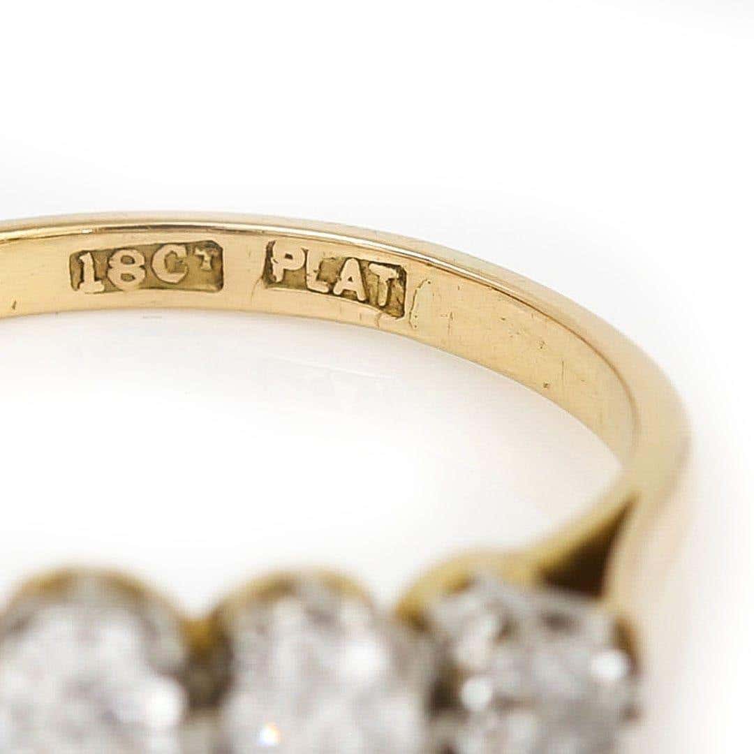 Vintage Mid-Century 18ct Gold and Platinum Four Stone Diamond Ring, Circa 1950