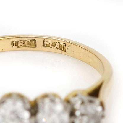 Vintage Mid-Century 18ct Gold and Platinum Four Stone Diamond Ring, Circa 1950