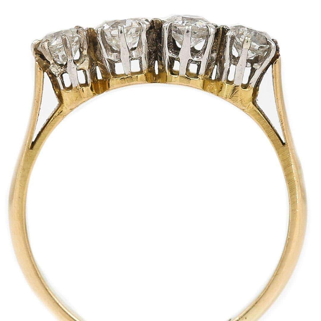 Vintage Mid-Century 18ct Gold and Platinum Four Stone Diamond Ring, Circa 1950