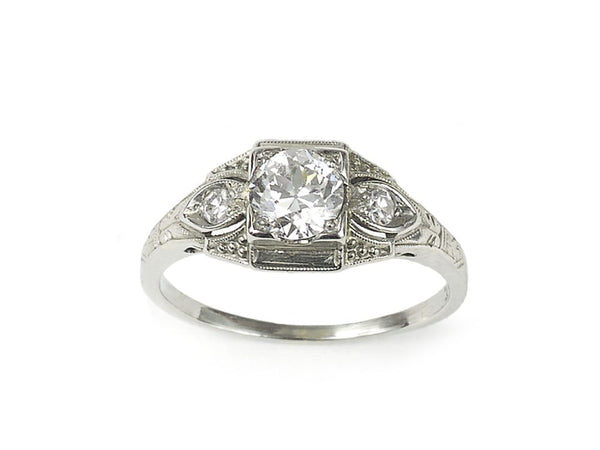 Antique Art Deco 18ct White Gold Diamond Ring