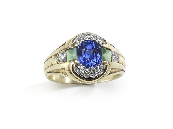 Vintage Sapphire, Emerald and Diamond Ring