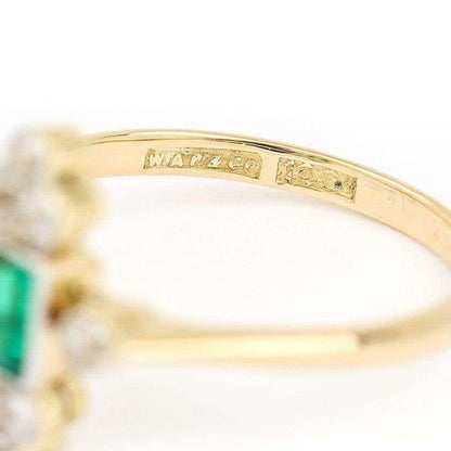 Antique Edwardian Columbian Emerald and Diamond Cluster Ring Circa 1910 with Certificate