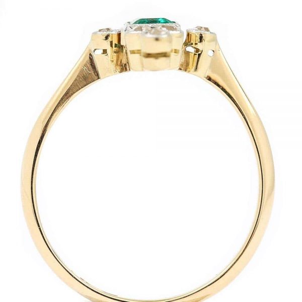 Antique Edwardian Columbian Emerald and Diamond Cluster Ring Circa 1910 with Certificate