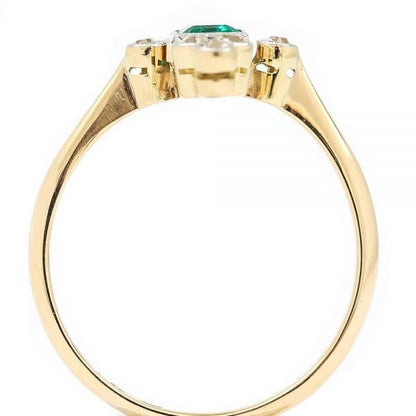 Antique Edwardian Columbian Emerald and Diamond Cluster Ring Circa 1910 with Certificate