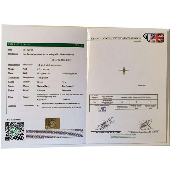 Antique Edwardian Columbian Emerald and Diamond Cluster Ring Circa 1910 with Certificate