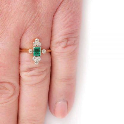 Antique Edwardian Columbian Emerald and Diamond Cluster Ring Circa 1910 with Certificate