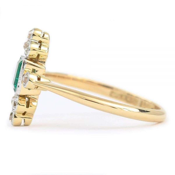 Antique Edwardian Columbian Emerald and Diamond Cluster Ring Circa 1910 with Certificate