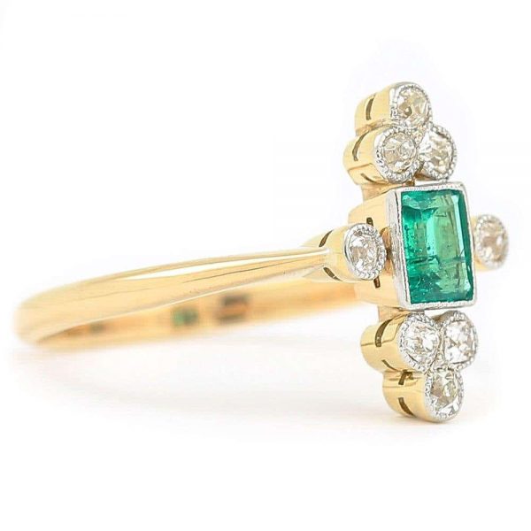 Antique Edwardian Columbian Emerald and Diamond Cluster Ring Circa 1910 with Certificate