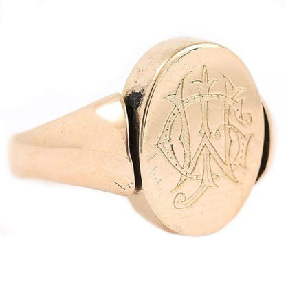 Antique Edwardian 18ct Yellow Gold Masonic Swivel Signet Ring Circa 1910