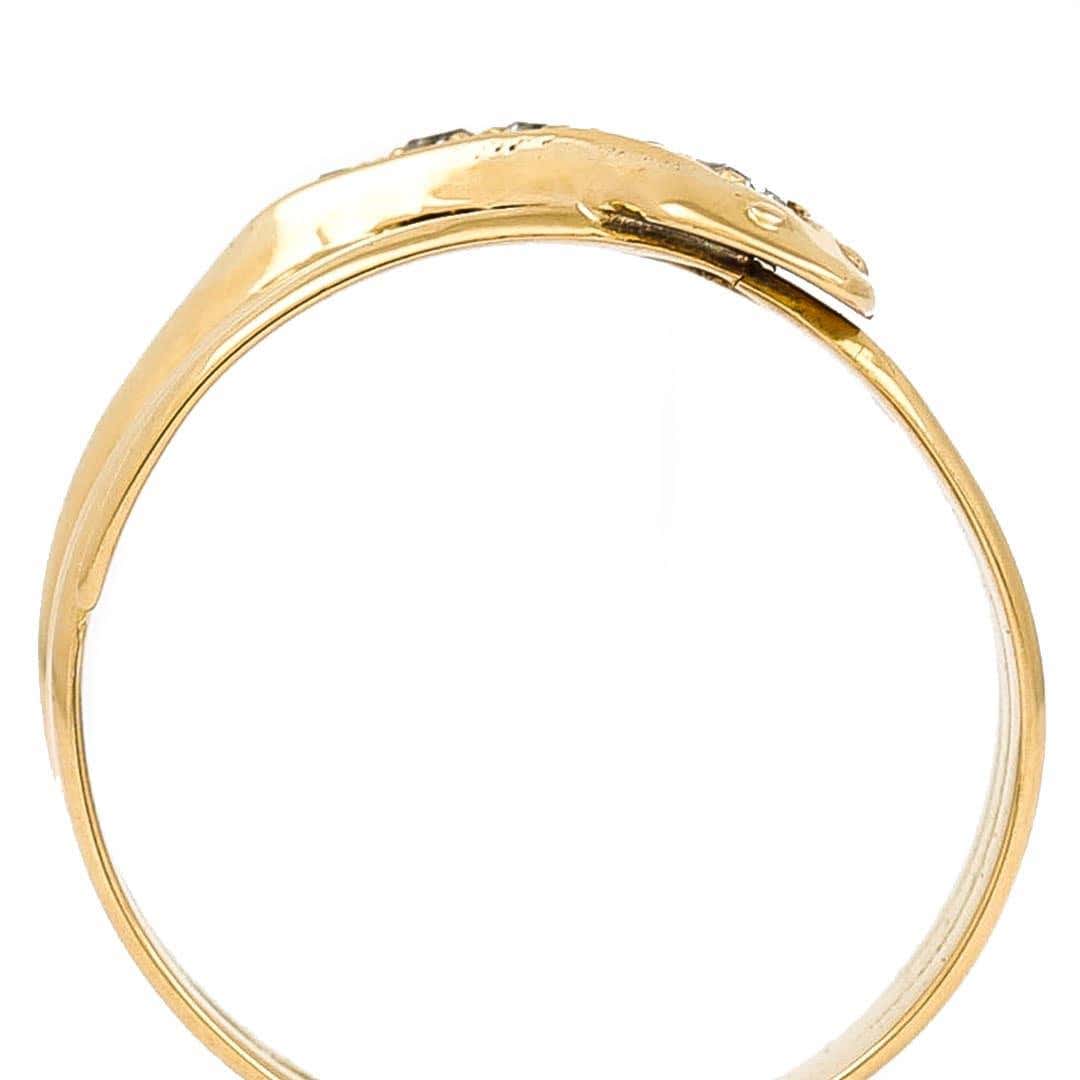 Antique Edwardian 18ct Yellow Gold Diamond Snake Ring Circa 1915