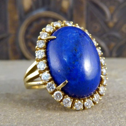 Vintage Lapis Lazuli and Diamond Cocktail Ring