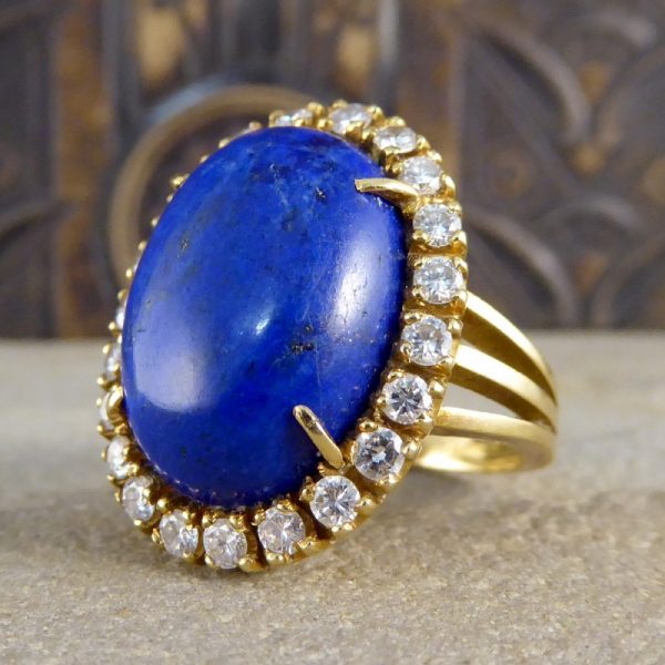 Vintage Lapis Lazuli and Diamond Cocktail Ring