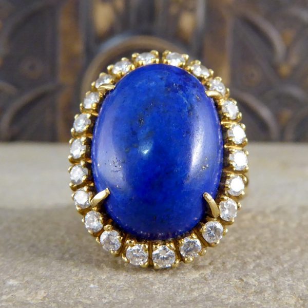 Vintage Lapis Lazuli and Diamond Cocktail Ring