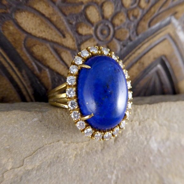 Vintage Lapis Lazuli and Diamond Cocktail Ring