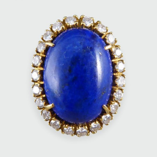 Vintage Lapis Lazuli and Diamond Cocktail Ring