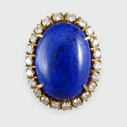 Vintage Lapis Lazuli and Diamond Cocktail Ring