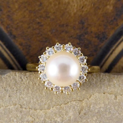 Diamond & Pearl Cluster Ring