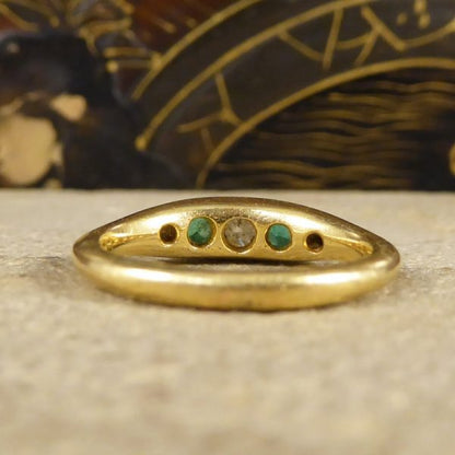 Antique Late Victorian Emerald & Diamond Five Stone Ring