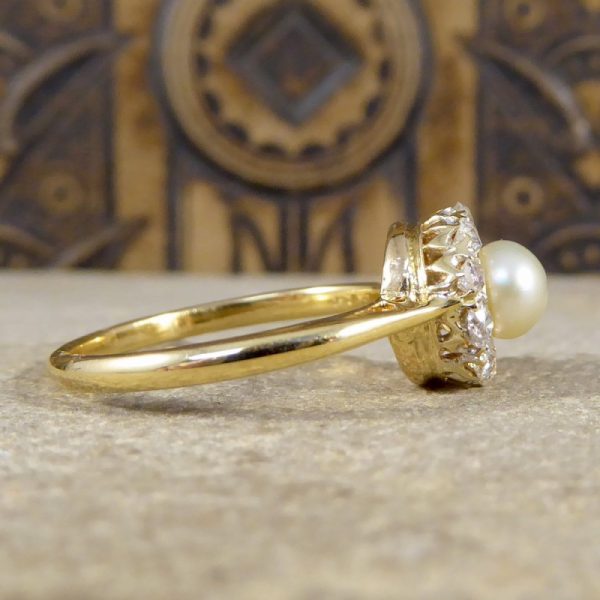 Antique Edwardian Pearl & Diamond Cluster Ring
