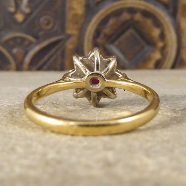 Vintage Ruby & Diamond Flower Cluster Ring