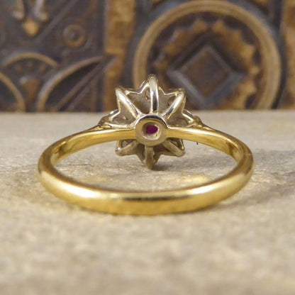 Vintage Ruby & Diamond Flower Cluster Ring