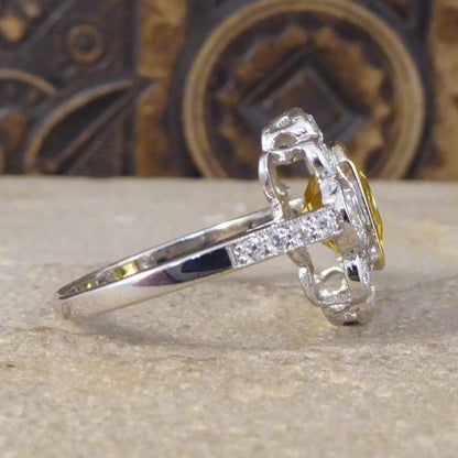 Contemporary Yellow Sapphire & Diamond Cluster Ring