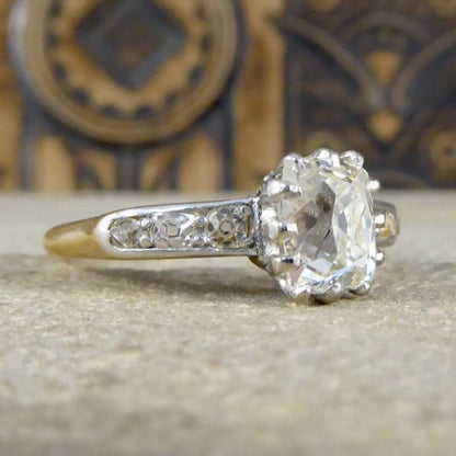 Antique Victorian 1.55ct Diamond Solitaire Engagement Ring, 18ct Gold