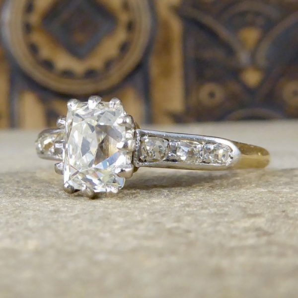 Antique Victorian 1.55ct Diamond Solitaire Engagement Ring, 18ct Gold