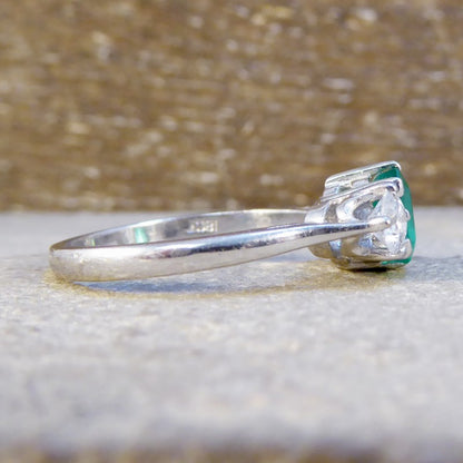 Vintage Emerald & Diamond Three Stone Ring