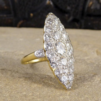 Antique Edwardian Diamond Marquise Shaped Ring