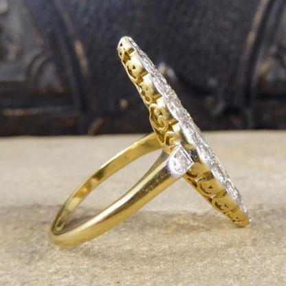 Antique Edwardian Diamond Marquise Shaped Ring