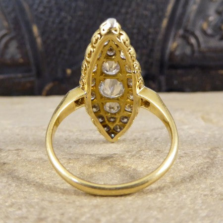 Antique Edwardian Diamond Marquise Shaped Ring