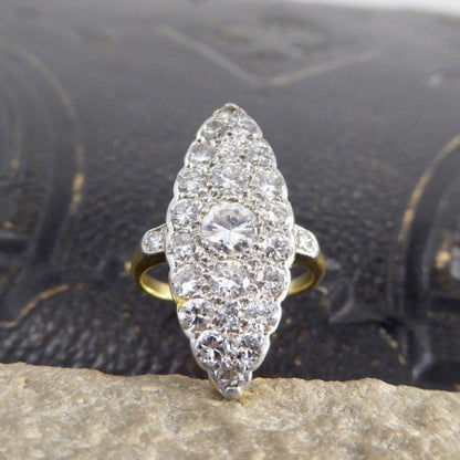 Antique Edwardian Diamond Marquise Shaped Ring