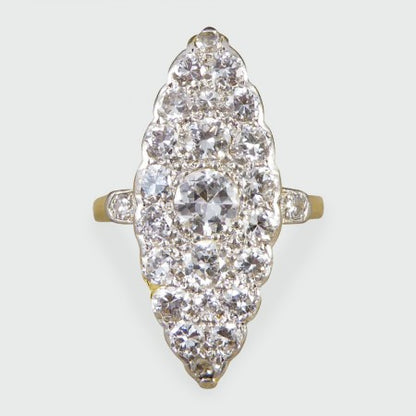 Antique Edwardian Diamond Marquise Shaped Ring
