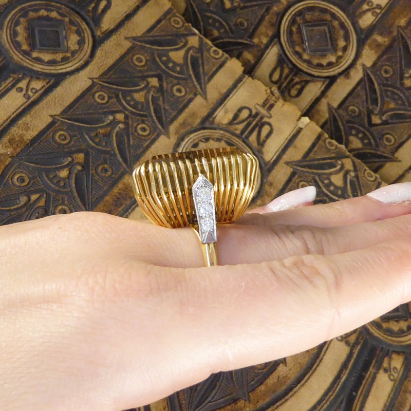 Large Vintage Citrine & Diamond Cocktail Ring