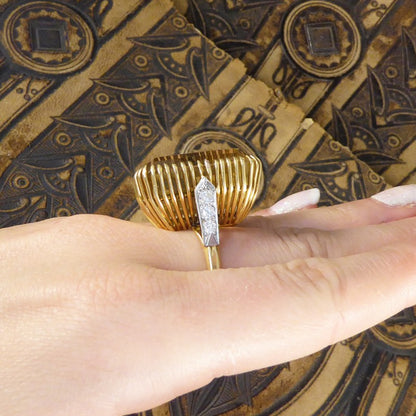 Large Vintage Citrine & Diamond Cocktail Ring