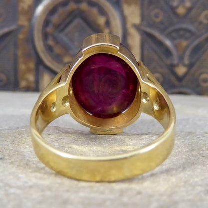 Cabochon Tourmaline Cocktail Ring with Diamond Set Shoulders, 18ct Yellow Gold