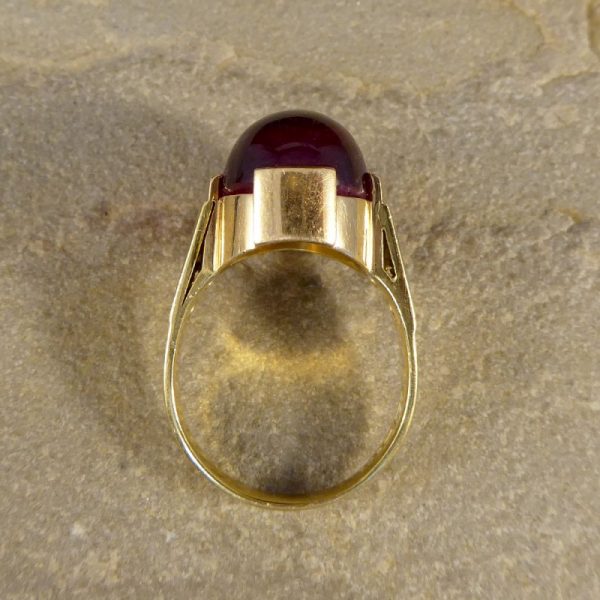 Cabochon Tourmaline Cocktail Ring with Diamond Set Shoulders, 18ct Yellow Gold