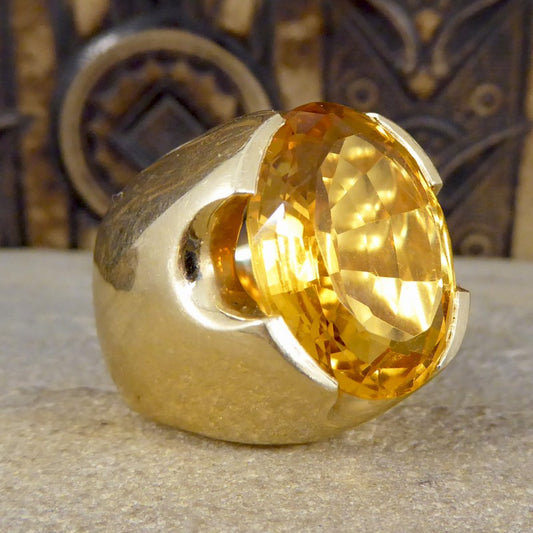 Large Vintage 15.55ct Citrine Cocktail Ring