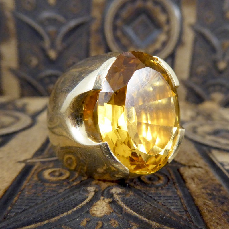 Large Vintage 15.55ct Citrine Cocktail Ring